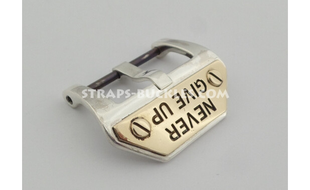 Sterling silver buckle NEVER GIVE UP 20,22,24 мм 